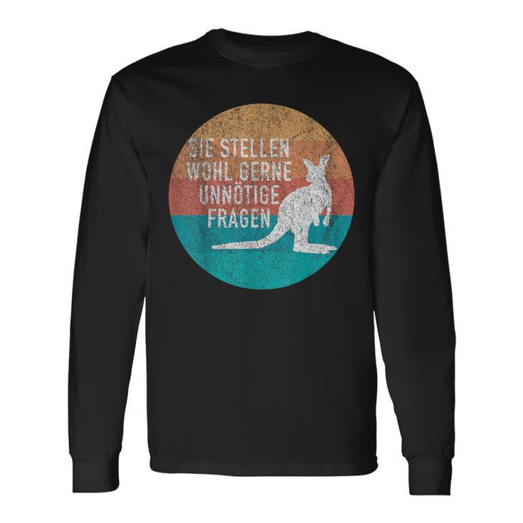 Retro Stil Känguru Langarmshirts Unnötige Fragen Spruch Geschenkideen