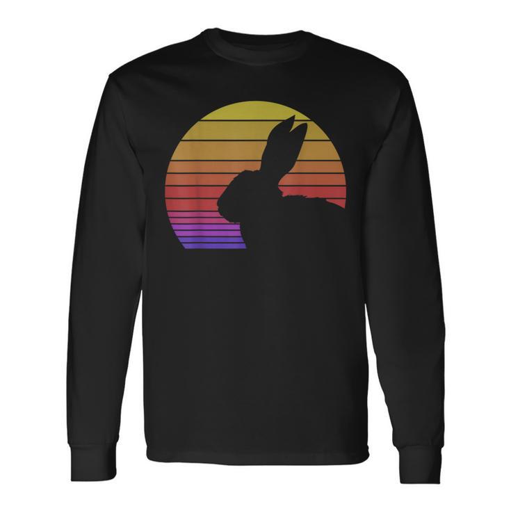 Retro Style Rabbit Silhouette Vintage Long Sleeve T-Shirt