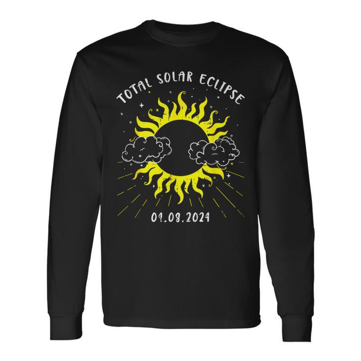 Retro Sun Total Solar Eclipse April 8 2024 Totality Long Sleeve T-Shirt
