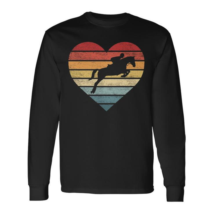 Retro Sunset Horse Lover Rider Equestrian Horseman Long Sleeve T-Shirt Gifts ideas