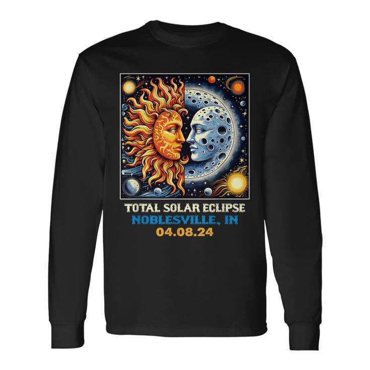 Retro Total Solar Eclipse Noblesville Indiana Long Sleeve T-Shirt Gifts ideas