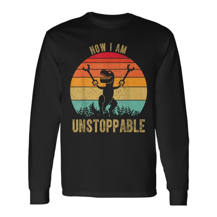 Retro Now I Am Unstoppable T-Rex Vintage Long Sleeve T-Shirt