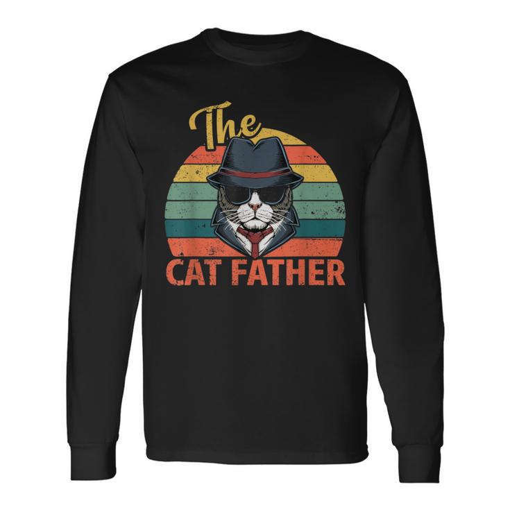 Retro Vintage The Cat Father Cat Daddy Fathers Day 2021 Long Sleeve T-Shirt