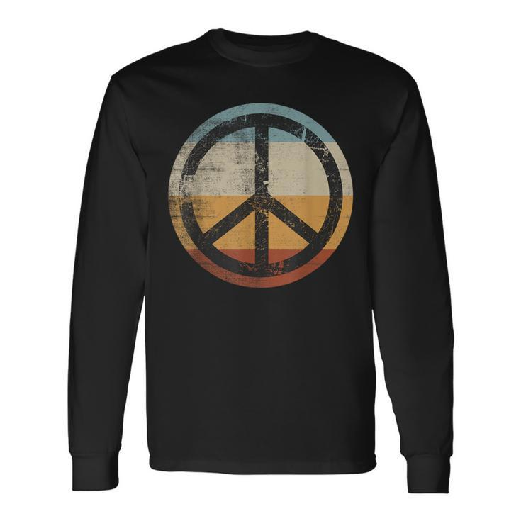 Retro Vintage Distressed Peace Sign Long Sleeve T-Shirt