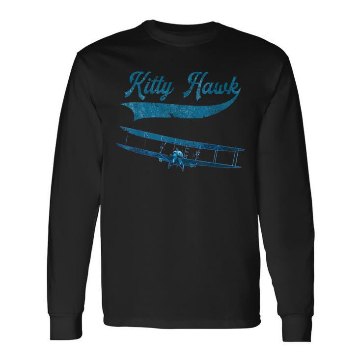 Retro Vintage Kitty Hawk North Carolina Airplane Beach Sport Long Sleeve T-Shirt