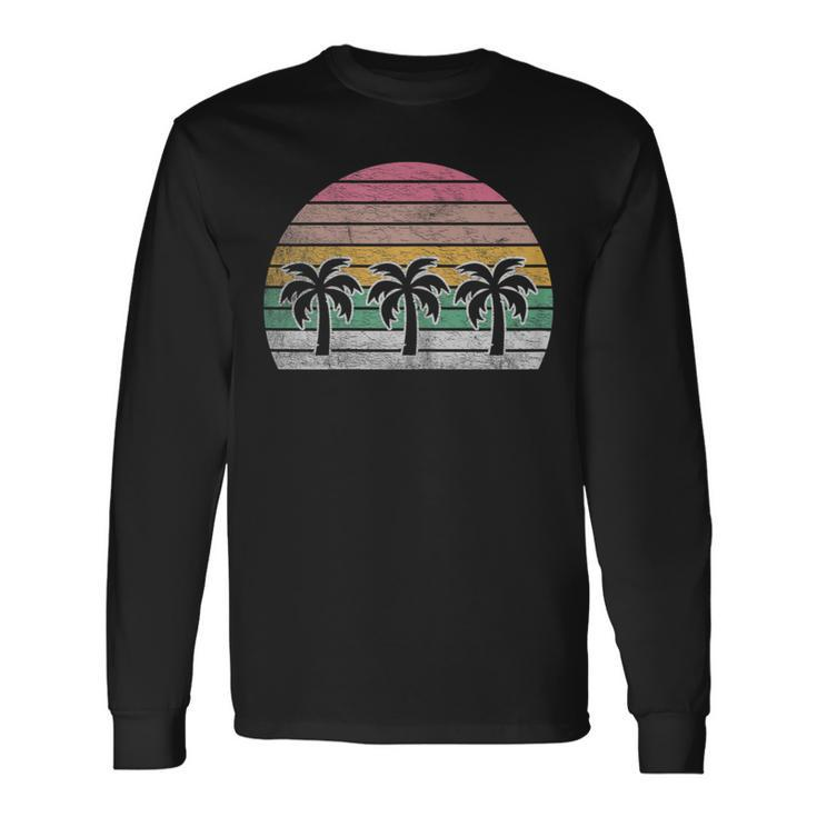 Retro Vintage Palm Trees Beach Summer Vacation Beach Long Sleeve T-Shirt Gifts ideas