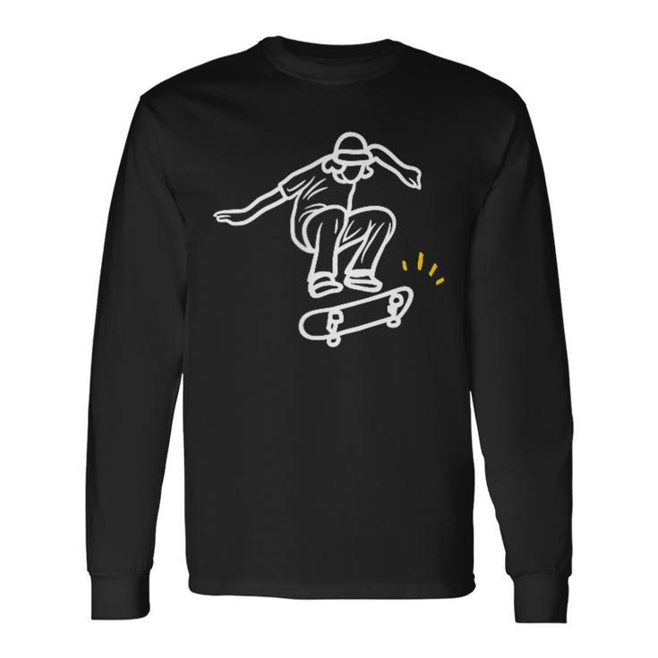 Retro Vintage Skateboard Minimalist Simple Long Sleeve T-Shirt