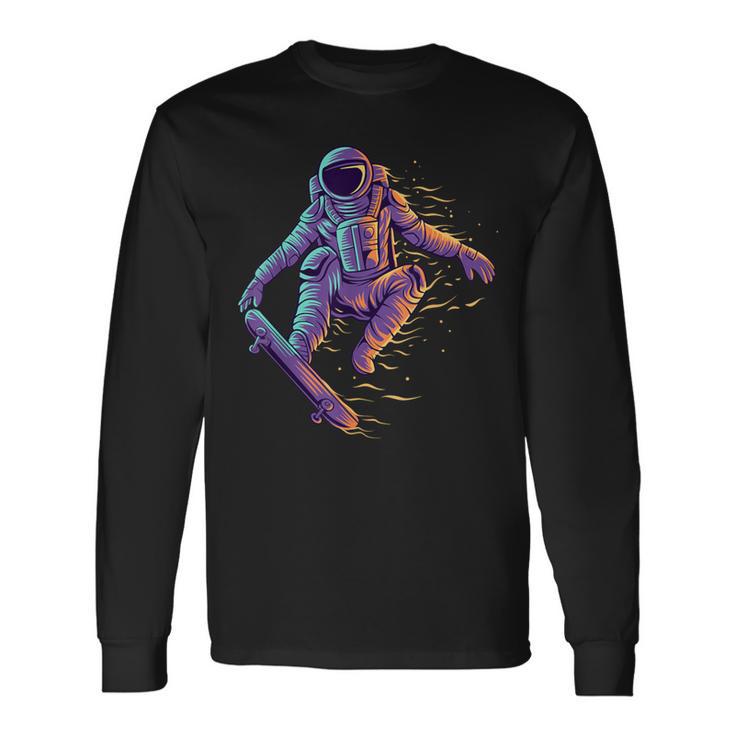 Retro Vintage Skateboard Street Wear Santa Cruz Astronaut Long Sleeve T-Shirt