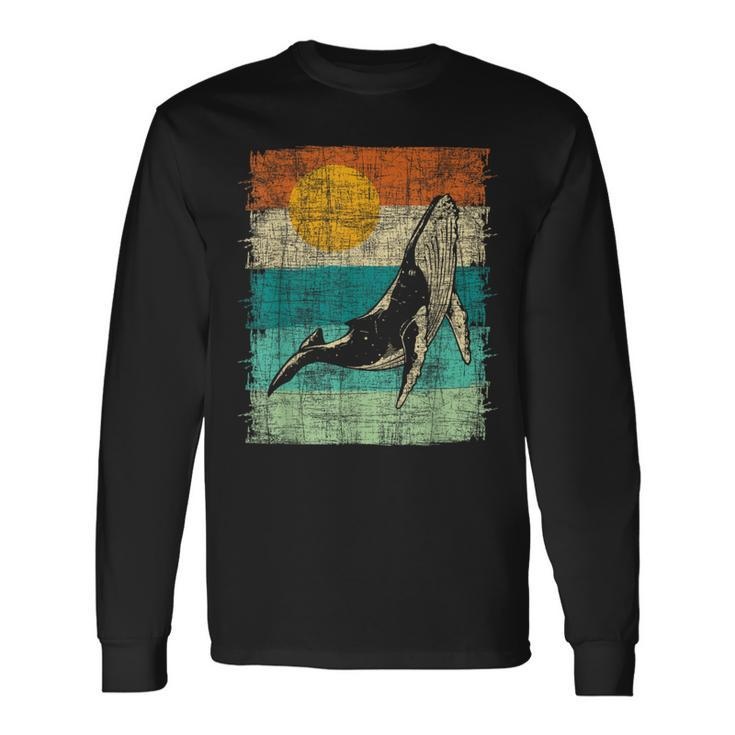 Retro Whale Lover Marine Biologist Aquarist Whales Animal Long Sleeve T-Shirt