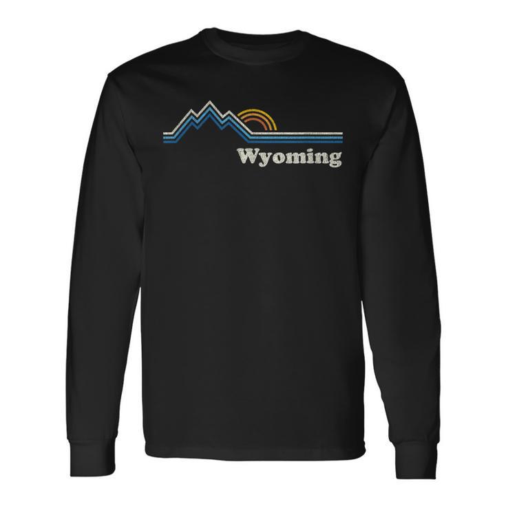 Retro WyomingVintage Sunrise Mountains Long Sleeve T-Shirt Gifts ideas