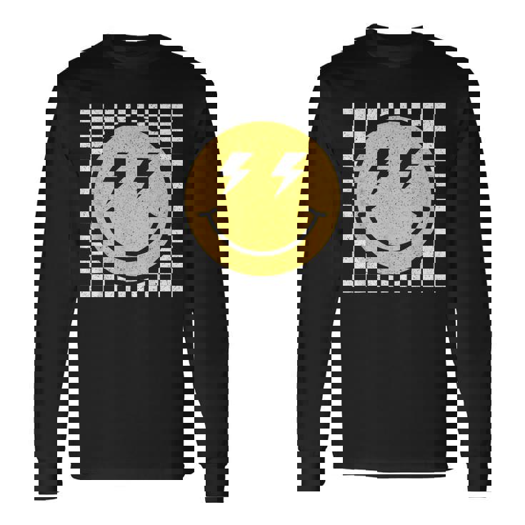 Checkered Lightning Eyes Yellow Smile Face Happy Face Long