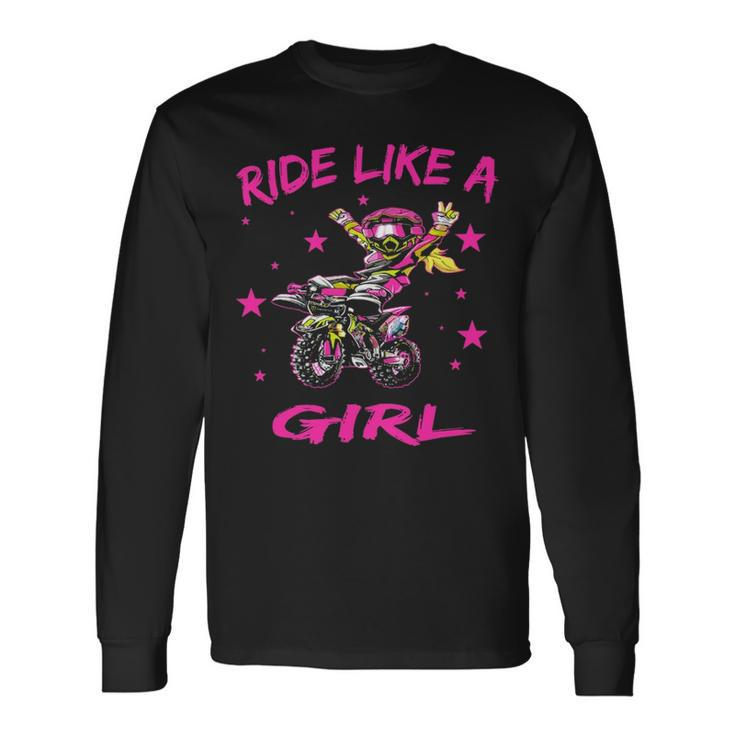 Ride Like A Girl Cute Dirt Bike Motocross Long Sleeve T-Shirt