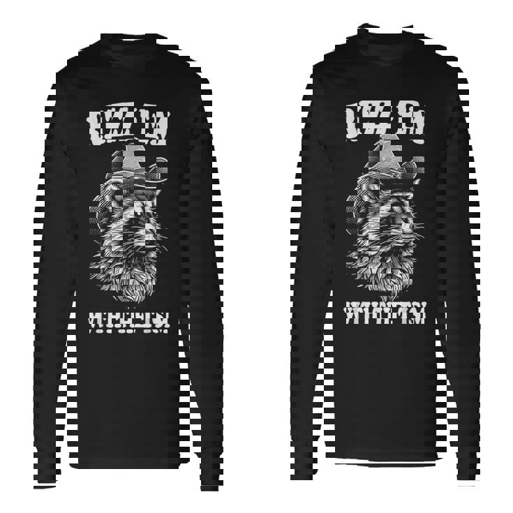Rizz Em With The Tism Raccoon Meme Long Sleeve T-Shirt