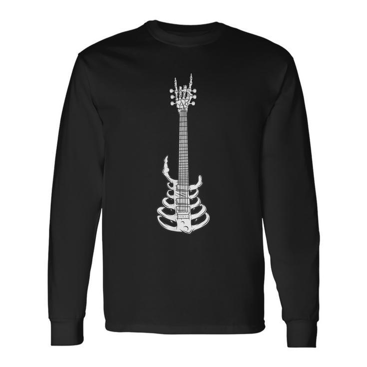 Rock & Roll Skeleton Guitar Music Lover Rockstar Long Sleeve T-Shirt