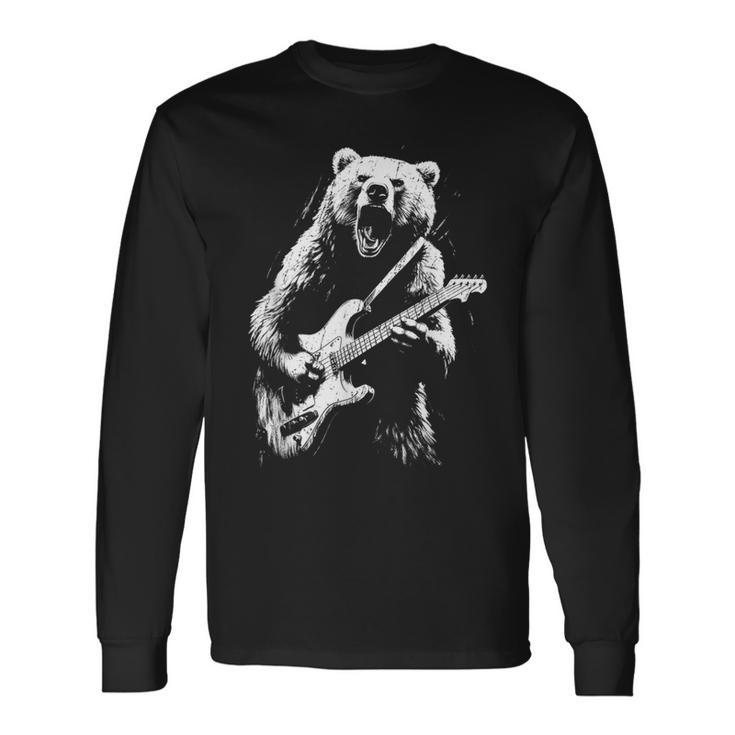 Rock Bear Playing Guitar Guitar Bear Music Long Sleeve T-Shirt