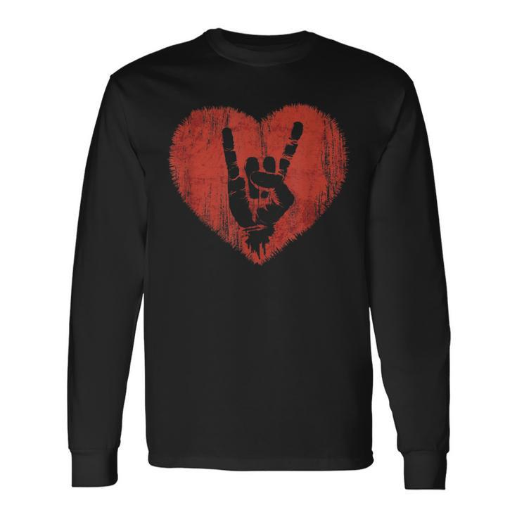 Rock Music Lover Vintage Heart Rock Hand Long Sleeve T-Shirt Gifts ideas