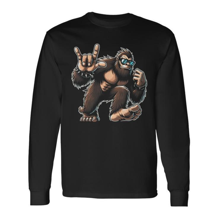 Rock And Roll Big Foot Dancing Sasquatch With Sunglass Long Sleeve T-Shirt Gifts ideas