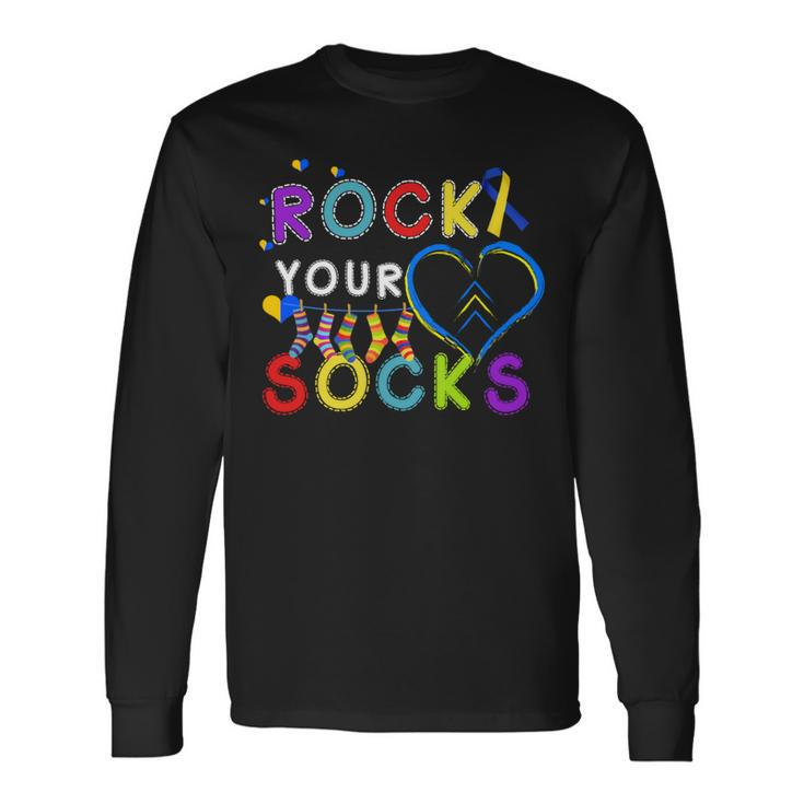 Rock Your Socks Cute 3-21 Trisomy 21 World Down Syndrome Day Long Sleeve T-Shirt