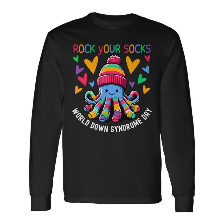 Rock Your Socks Down Syndrome Awareness Day Octopus Wdsd Long Sleeve T-Shirt