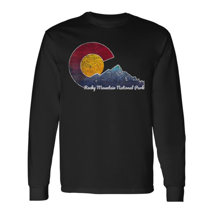 Rocky Mountain National Park Flag Inspired Scene Long Sleeve T-Shirt