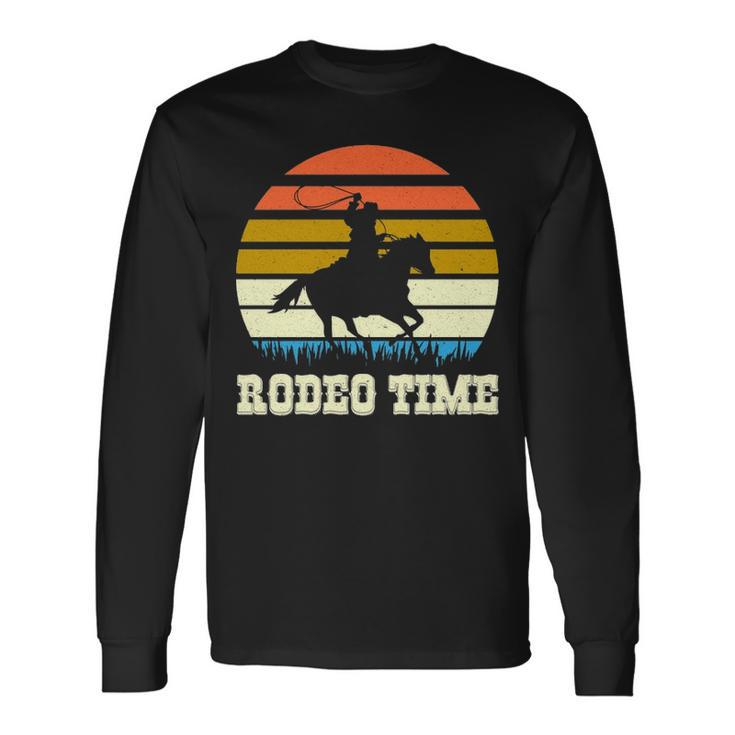 Rodeo Time Vintage Rodeo Time Cowboy Horse Retro Sunset Long Sleeve T-Shirt Gifts ideas
