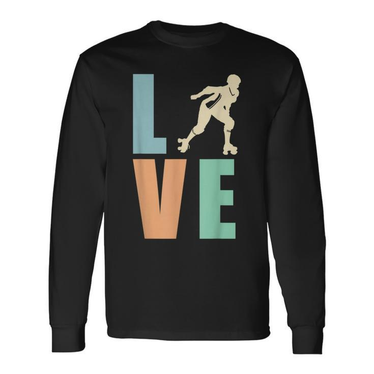 Roller Derby I Love Skating Vintage Cute Retro Long Sleeve T-Shirt Gifts ideas