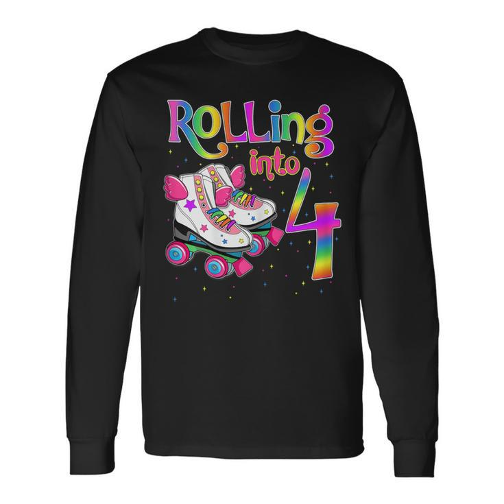 Rolling Into 4 Years Let's Roll I'm Turning 4 Roller Skate Long Sleeve T-Shirt