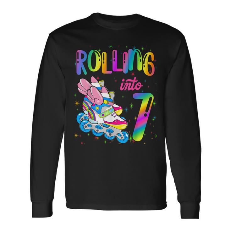Rolling Into 7 Years Let's Roll I'm Turning 7 Roller Skate Long Sleeve T-Shirt