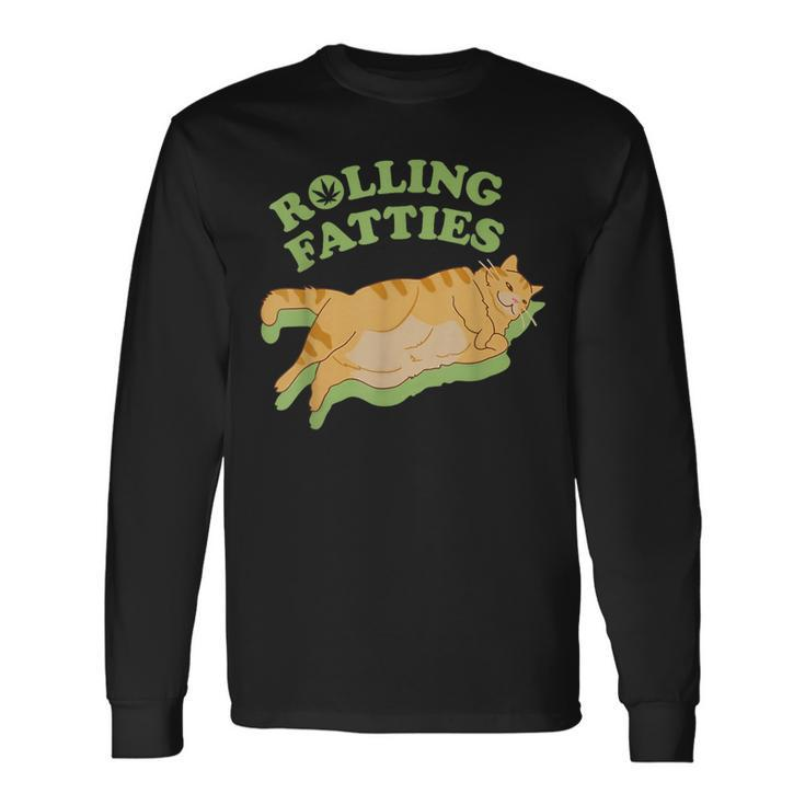 Rolling Fatties Weed Cat Marijuana Long Sleeve T-Shirt