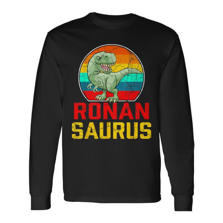 Ronan Saurus Family Reunion Last Name Team Custom Long Sleeve T-Shirt