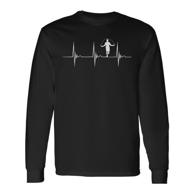 Rope Jumping Heartbeat Jump Rope Pulse Line Ekg Long Sleeve T-Shirt