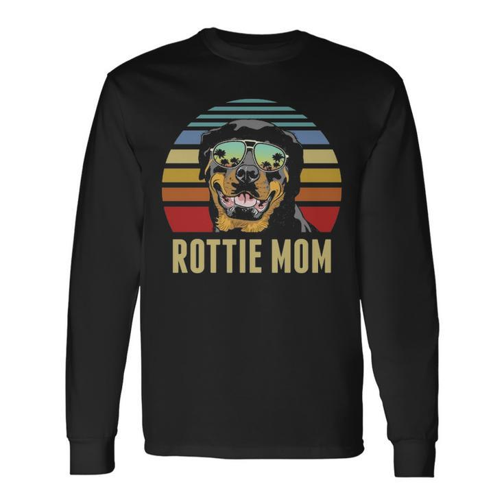 Rottie Mom Rottweiler Dog Vintage Retro Sunset Beach Vibe Long Sleeve T-Shirt