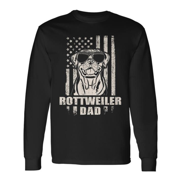 Rottweiler Dad Cool Vintage Retro Proud American Long Sleeve T-Shirt