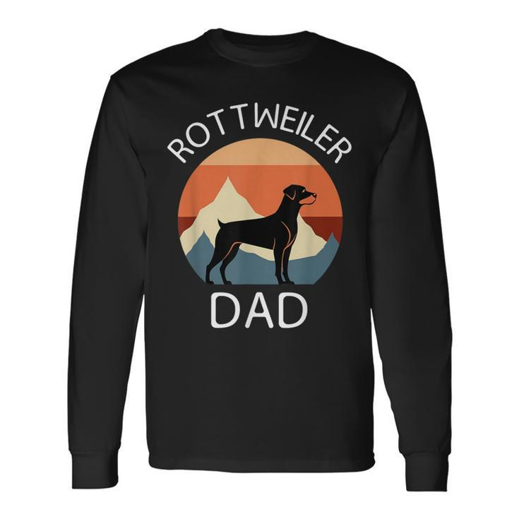 Rottweiler Dog Fathers Day Vintage Pet Rottie Dad Graphic Long Sleeve T-Shirt