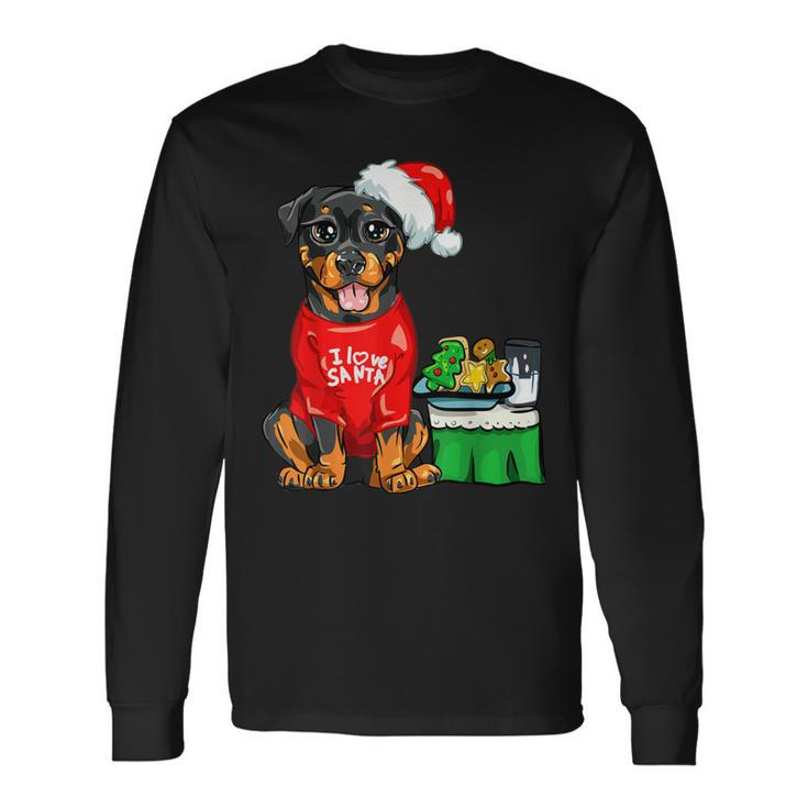 Rottweiler Dog I Love Santa Cute Rotti Pup Christmas Long Sleeve T-Shirt Gifts ideas