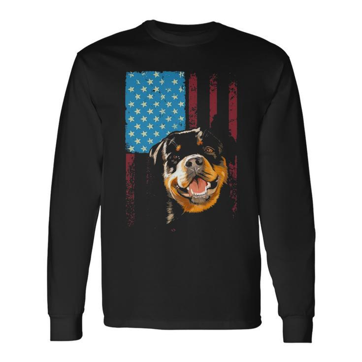 Rottweiler Usa American Flag  Patriotic Dog Rottweiler Long Sleeve T-Shirt