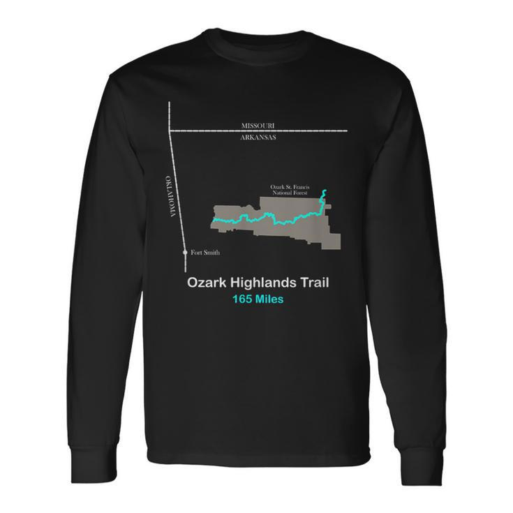 Route Map Of The Ozark Highlands Trail Long Sleeve T-Shirt