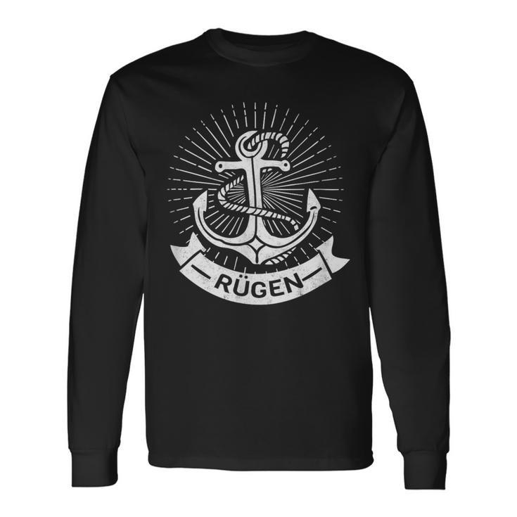 Rügen Rüganer Island Retro Vintage Logo Anchor Idea Langarmshirts Geschenkideen