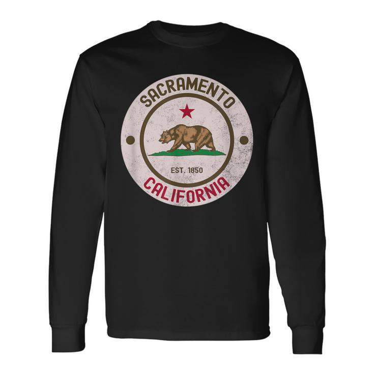 Sacramento California Retro Vintage 70S 80S Style Print Long Sleeve T-Shirt Gifts ideas