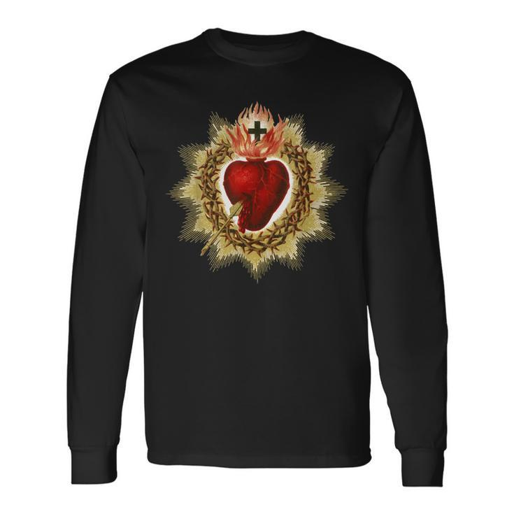 Sacred Heart Of Jesus Christ Catholic Blessing Vintage Long Sleeve T-Shirt
