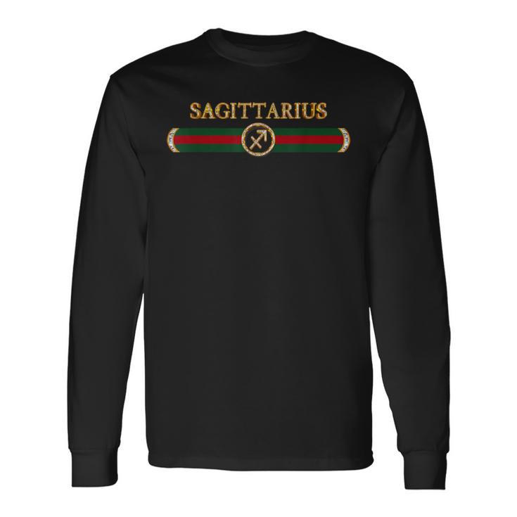 Sagittarius Zodiac Sign Golden Astrology Horoscope Birthday Long Sleeve T-Shirt