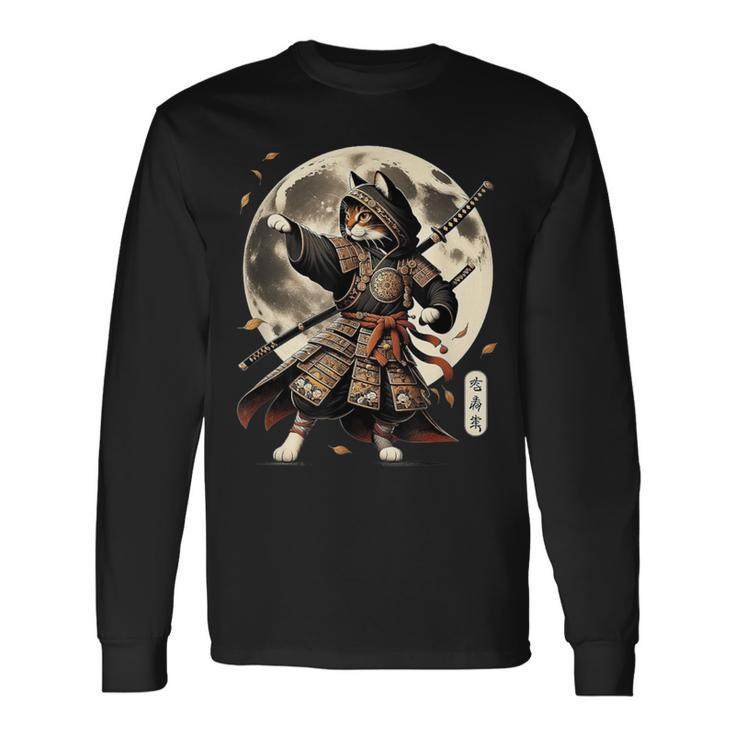 Samurai Cat Ninja Aesthetic Japanese Katana Tokyo Culture Long Sleeve T-Shirt