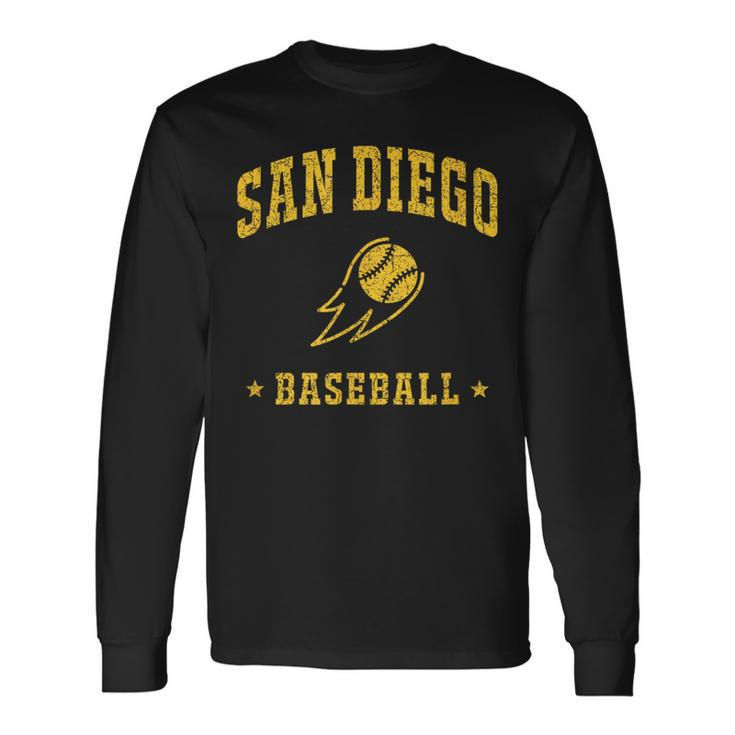 San Diego Baseball Vintage Gameday Retro Baseball Lover Long Sleeve T-Shirt