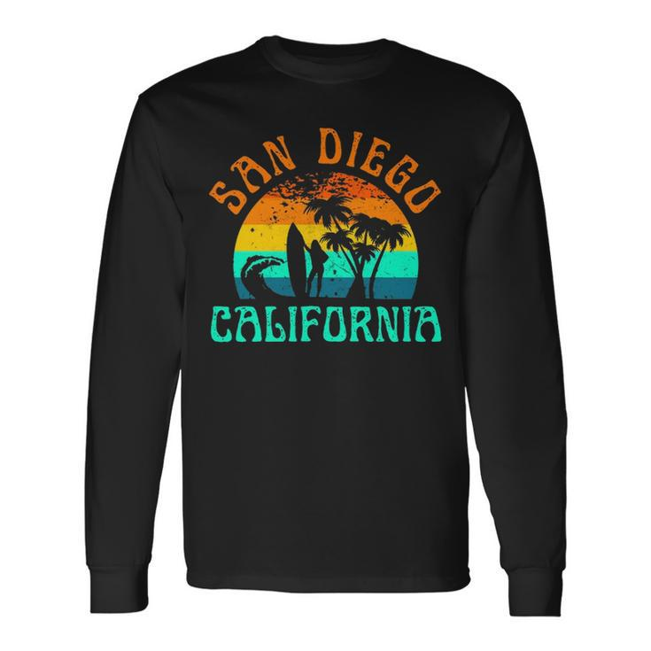 San Diego California Beach Surf Summer Vacation Girl Vintage Surfer Long Sleeve T-Shirt