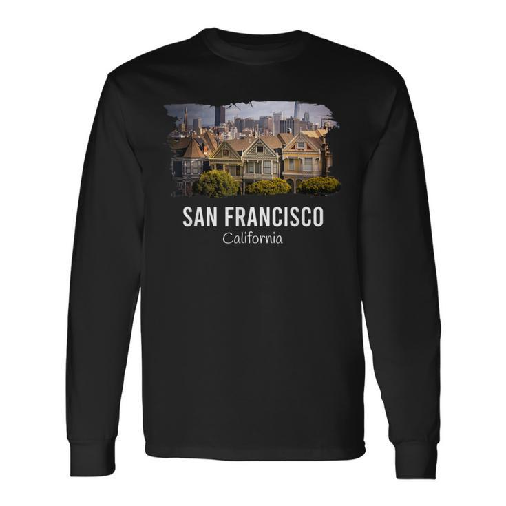 San Francisco California Skyline Painted Ladies Souvenir Long Sleeve T-Shirt