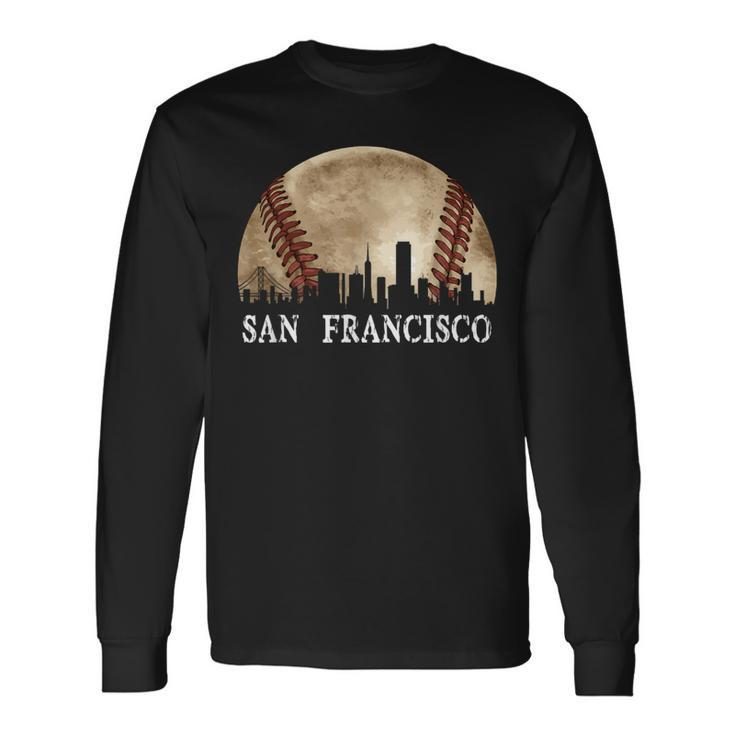 San Francisco Skyline City Vintage Baseball Lover Long Sleeve T-Shirt