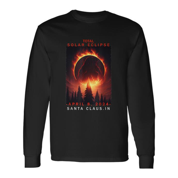 Santa Claus Indiana Total Solar Eclipse 2024 Long Sleeve T-Shirt Gifts ideas