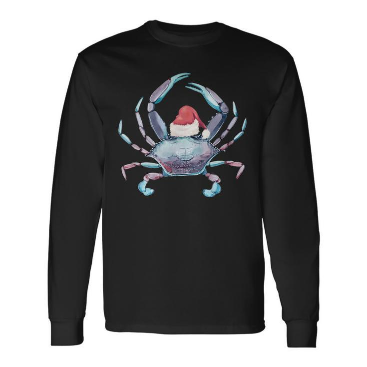 Santa Crab Clause Coastal Beach Christmas July Claws Long Sleeve T-Shirt