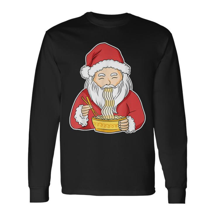 Santa Eating Ramen Christmas Pajama Cool Japanese Food X-Mas Long Sleeve T-Shirt