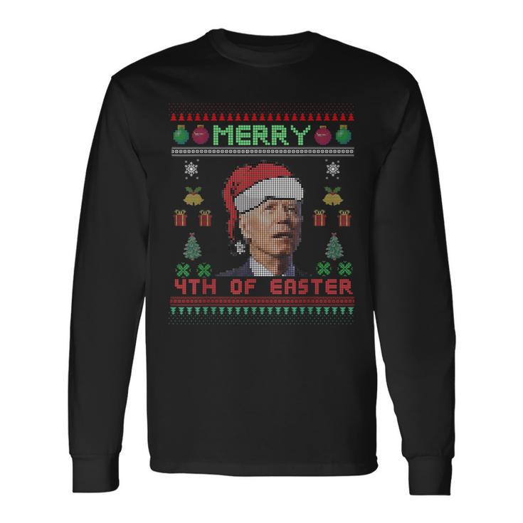 Santa Joe Biden 4Th Of July Easter Ugly Christmas Xmas Long Sleeve T-Shirt - Thegiftio